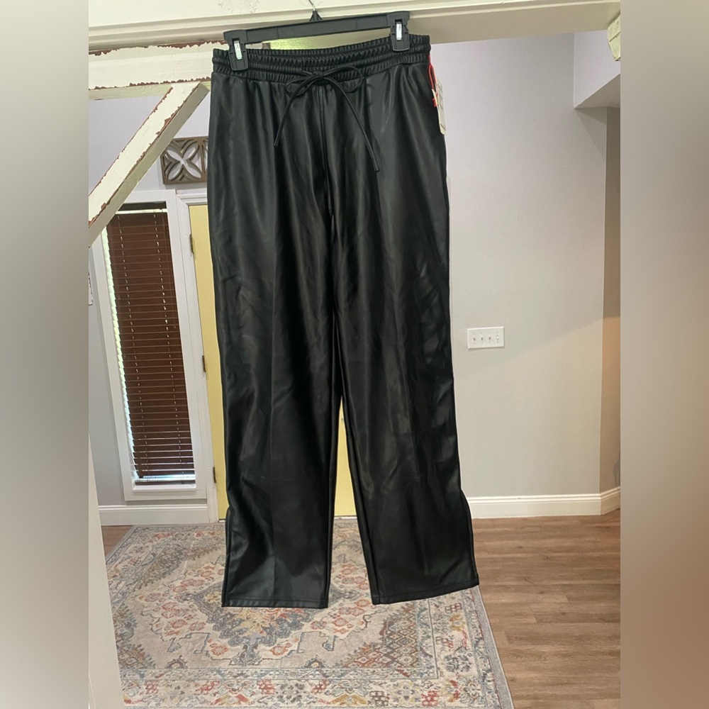 Open Edit Black Faux Leather Pants